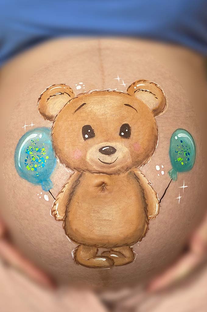 Aranyos maci pocakfestés lufikkal várandós pocakon – MedinArt